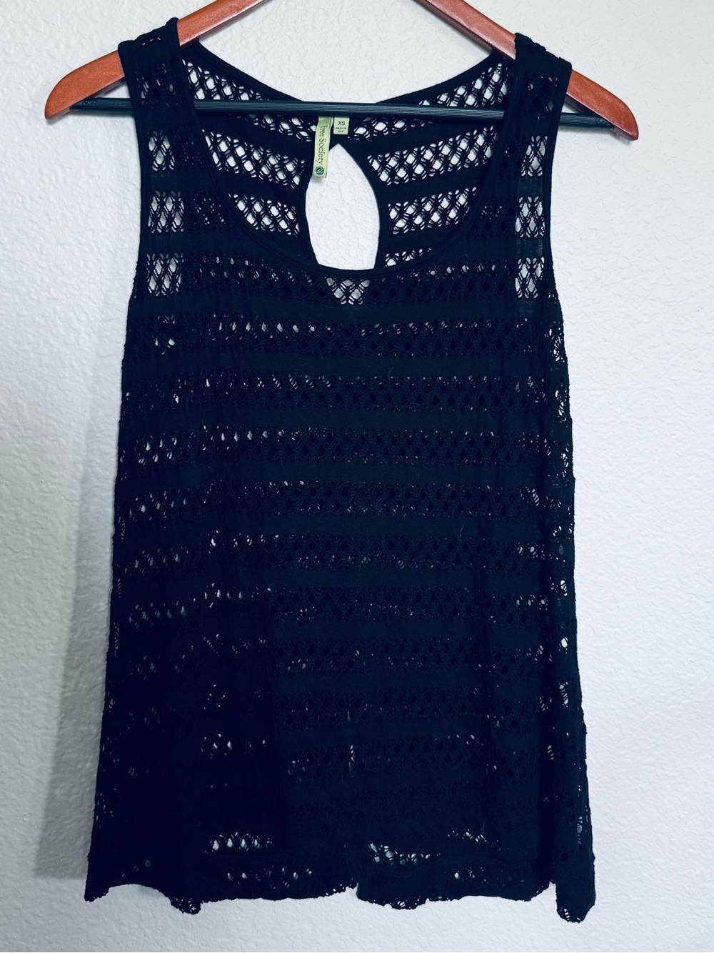 Free Society Black Mesh Sleeveless Top Swim Cover Up XS